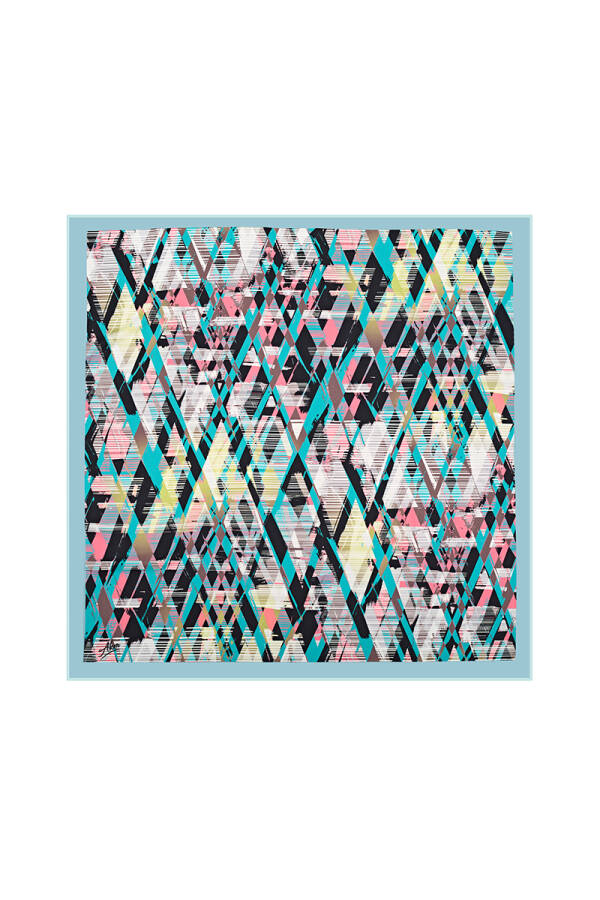 Geometrik Desenli 90X90 Aker Polyester Tivil - 1