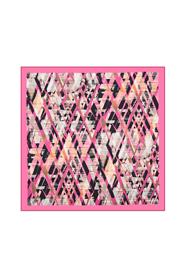 Geometrik Desenli 90X90 Aker Polyester Tivil - 1