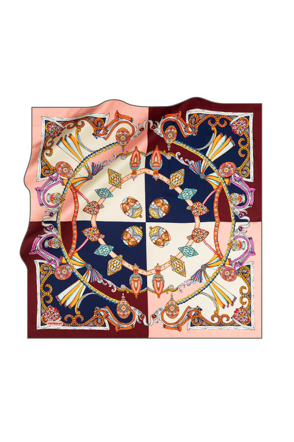 Renkli 90X90 Cacharel Tivil Eşarp - 1