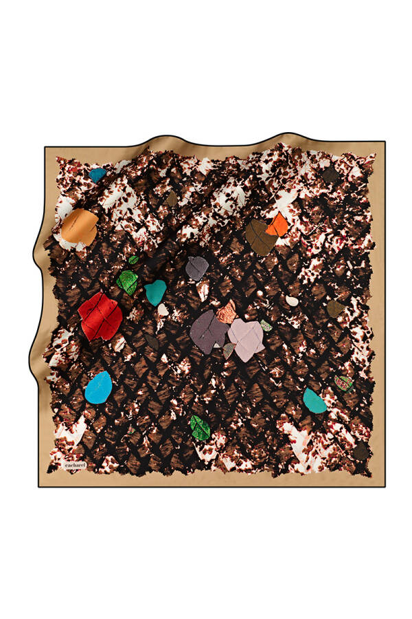 Çiçek Desenli 90X90 Cacharel Tivil Eşarp - 1