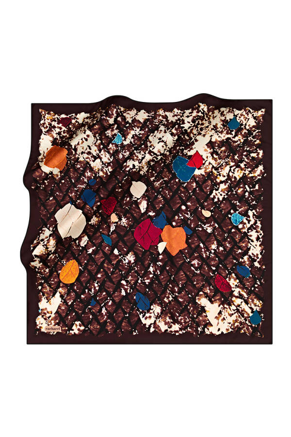 Çiçek Desenli 90X90 İpek Twill Eşarp - 1