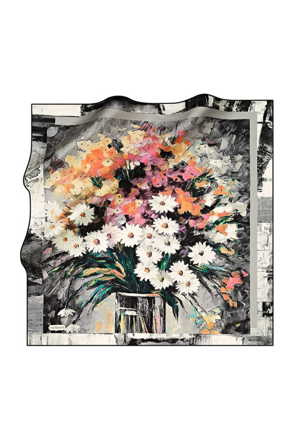 Çiçek Desenli 90X90 Cacharel Tivil Eşarp - 1