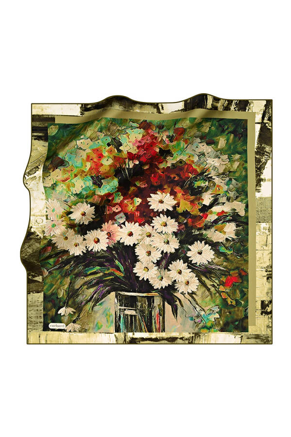 Çiçek Desenli 90X90 Cacharel Tivil Eşarp - 1