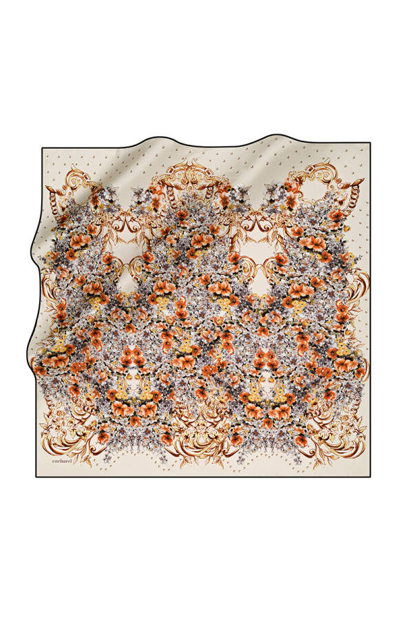 Renkli 90X90 İpek Twill Eşarp - 1