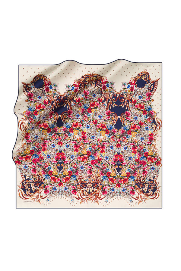 Renkli 90X90 İpek Twill Eşarp - 1