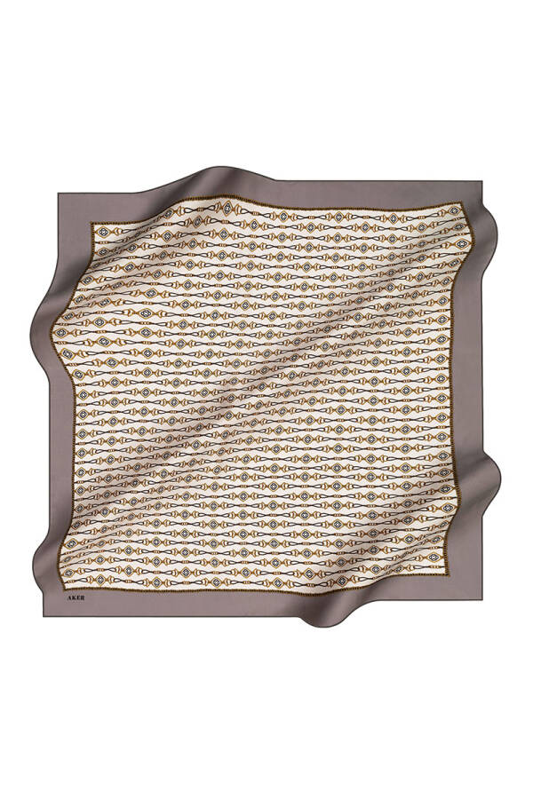 Vizon İpek Kare Geometrik Desenli Eşarp - 1