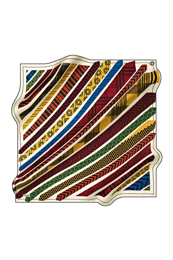 Geometrik Desenli 90X90 İpek Krep Saten - 1