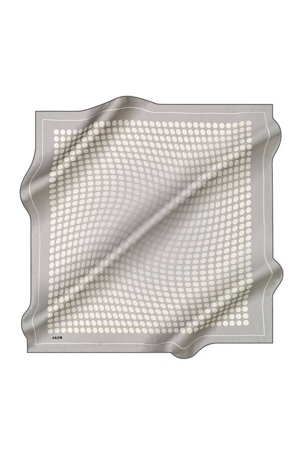 Gri İpek Kare Geometrik Desenli Eşarp - 1