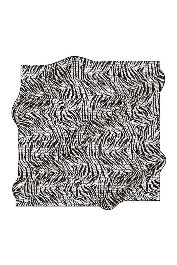 Geometrik Desenli 90X90 İpek Krep Saten - 1