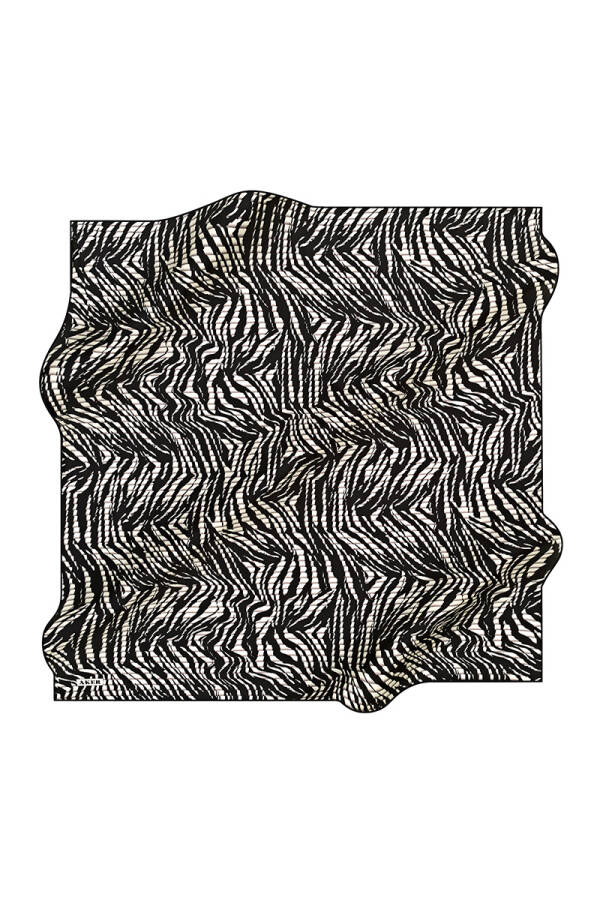 Geometrik Desenli 90X90 İpek Krep Saten - 1
