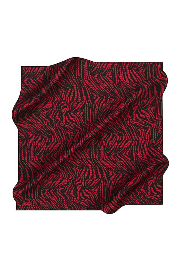 Geometrik Desenli 90X90 İpek Krep Saten - Aker