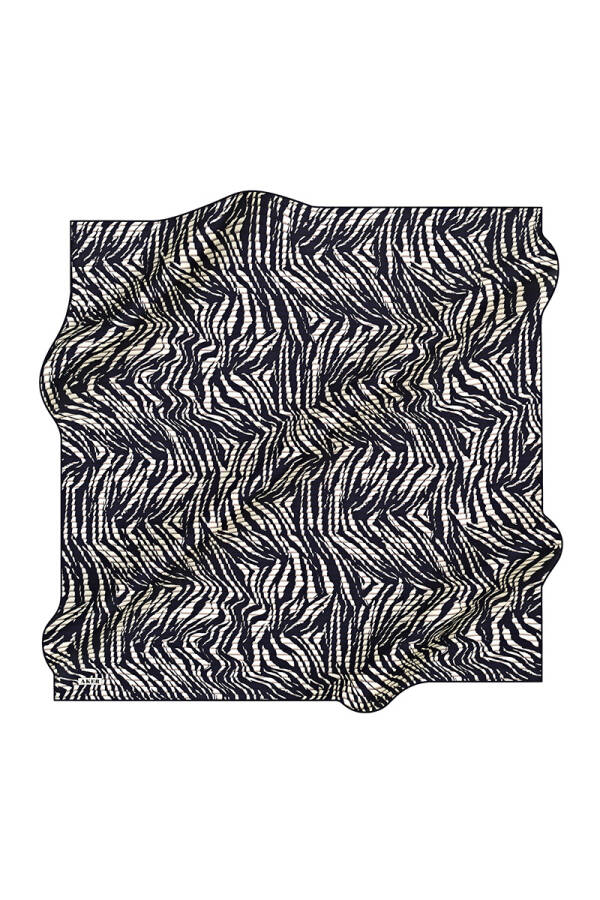 Geometrik Desenli 90X90 İpek Krep Saten - 1