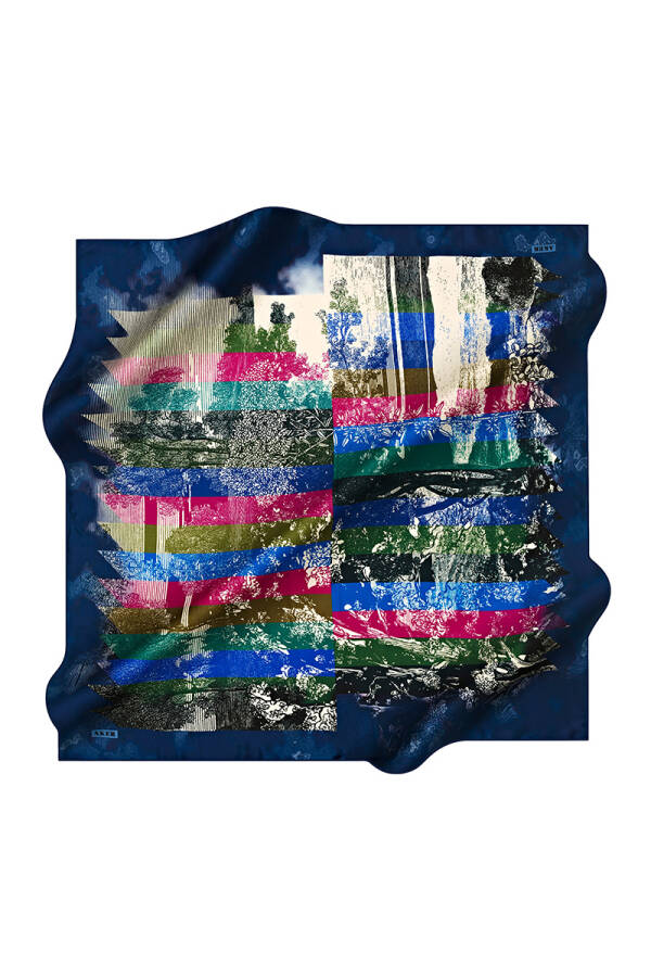 Geometrik Desenli 90X90 İpek Krep Saten - 1