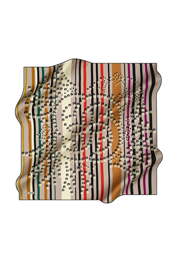 Logo Desenli 90X90 İpek Krep Saten - 1