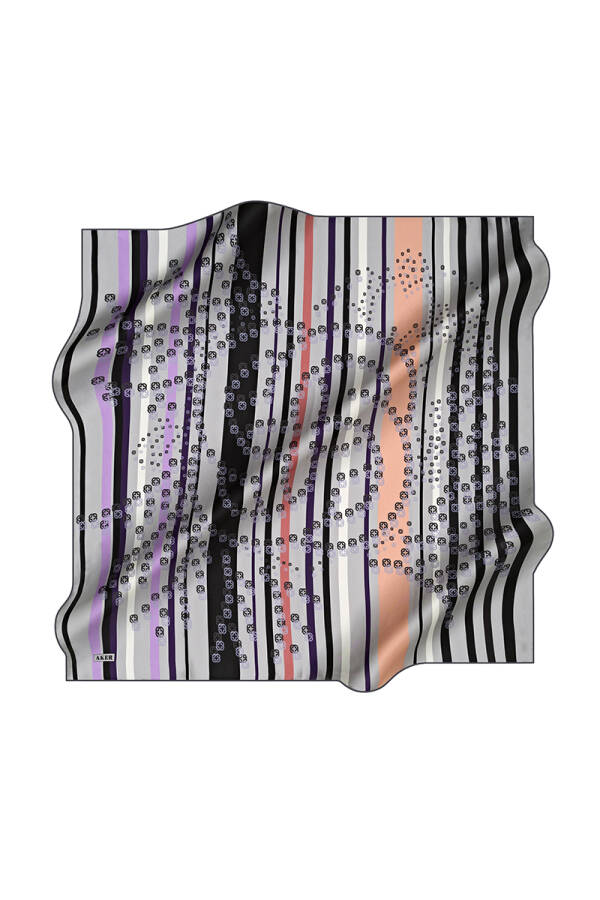 Logo Desenli 90X90 İpek Krep Saten - 1