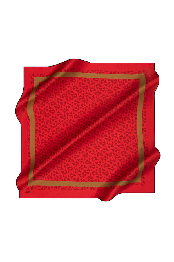 Geometrik Desenli 90X90 İpek Krep Saten - 1