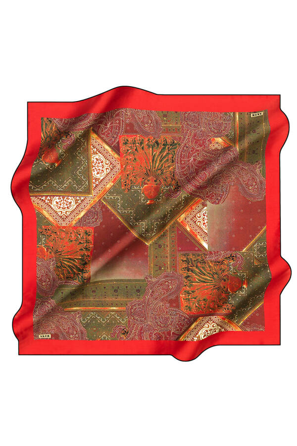 Etnik Desenli 90X90 İpek Tivil - 1