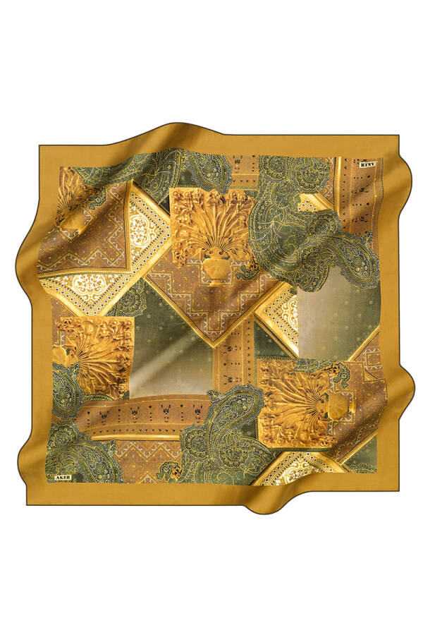 Etnik Desenli 90X90 İpek Tivil - 1