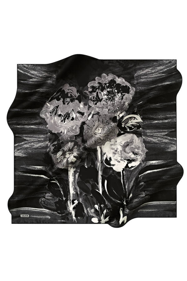 Çiçek Desenli 90X90 İpek Tivil - 1