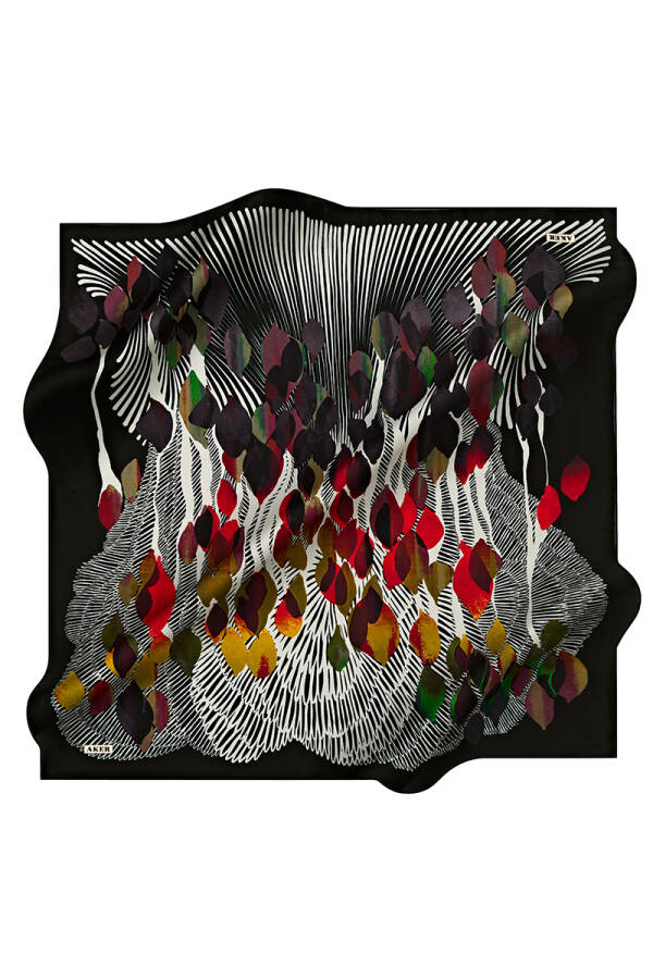 Geometrik Desenli 90X90 İpek Tivil - 1