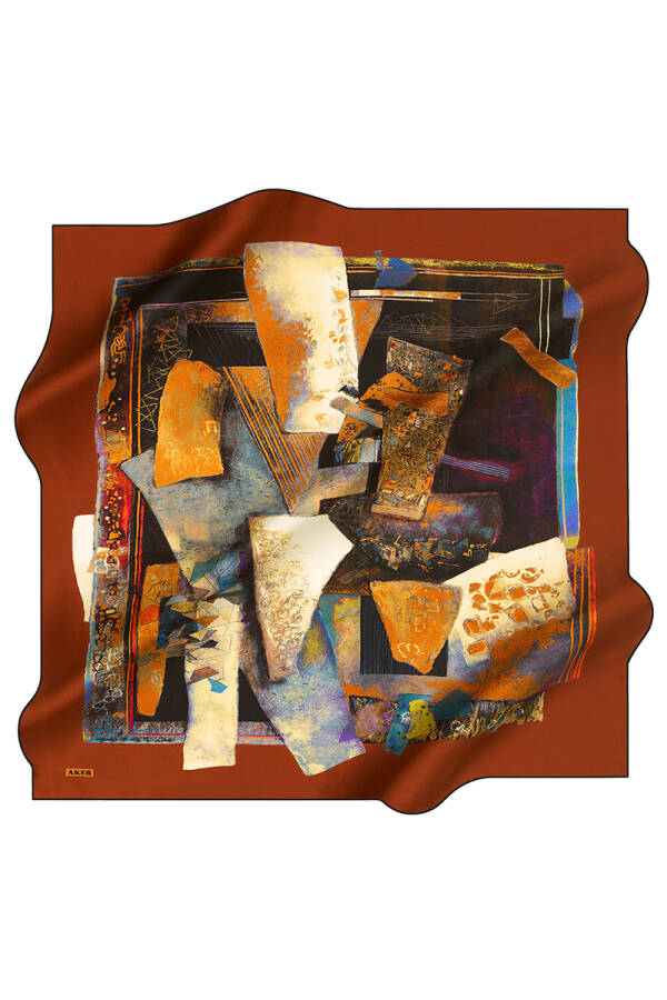 Geometrik Desenli 90X90 İpek Tivil - 1