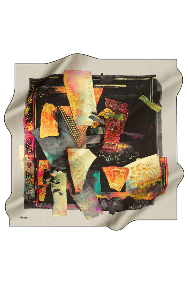 Renkli 90X90 İpek Tivil - Aker