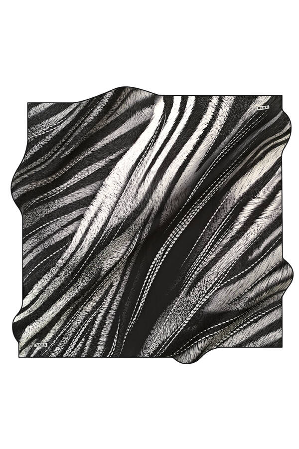 Geometrik Desenli 90X90 İpek Tivil - Aker