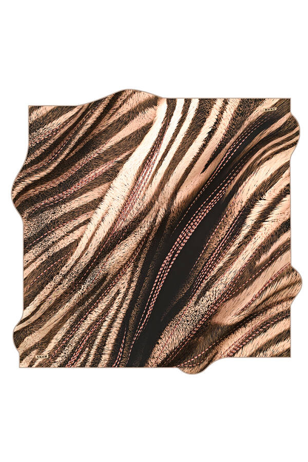 Geometrik Desenli 90X90 İpek Tivil - Aker