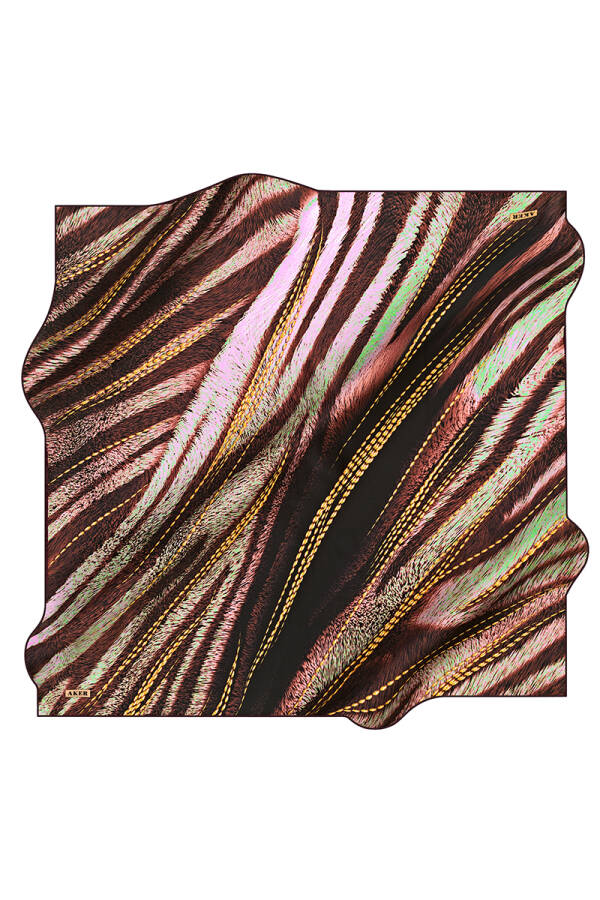 Geometrik Desenli 90X90 İpek Tivil - Aker