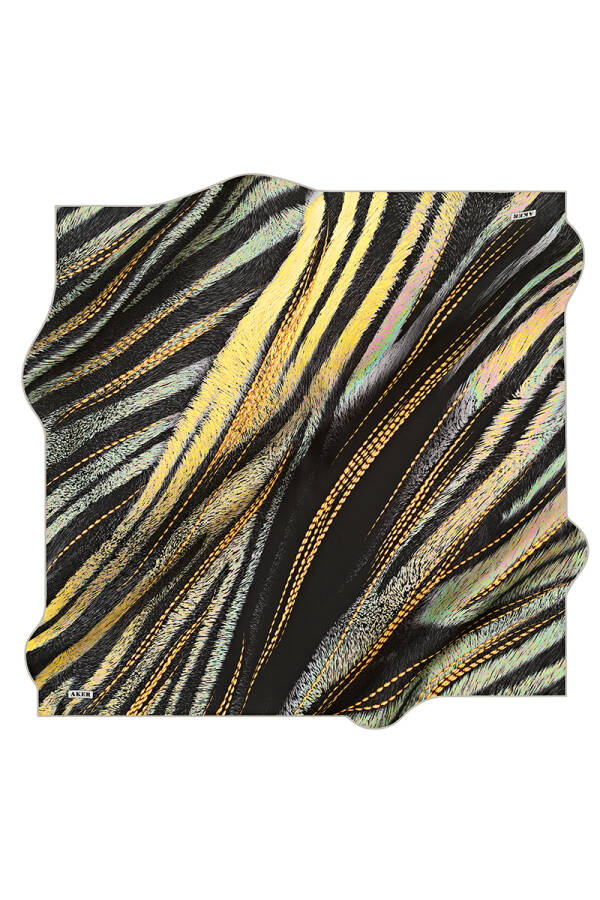 Geometrik Desenli 90X90 İpek Tivil - Aker