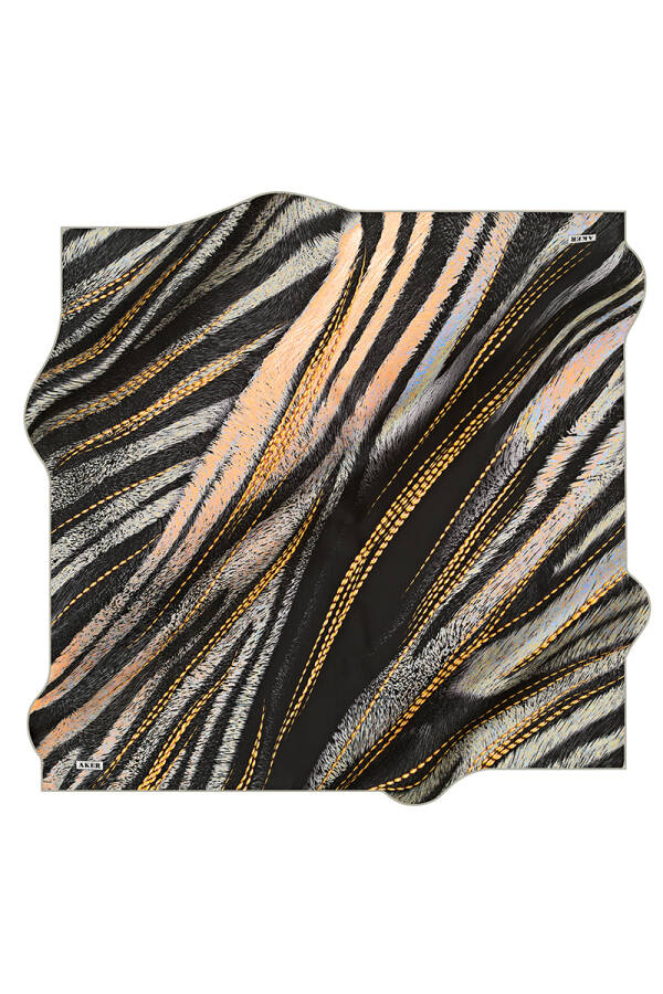 Geometrik Desenli 90X90 İpek Tivil - Aker