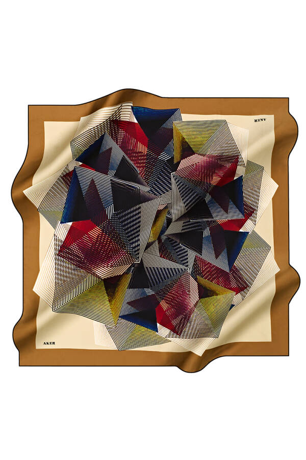 Geometrik Desenli 90X90 İpek Tivil - 1