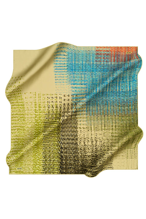 Geometrik Desenli 90X90 İpek Tivil - 1