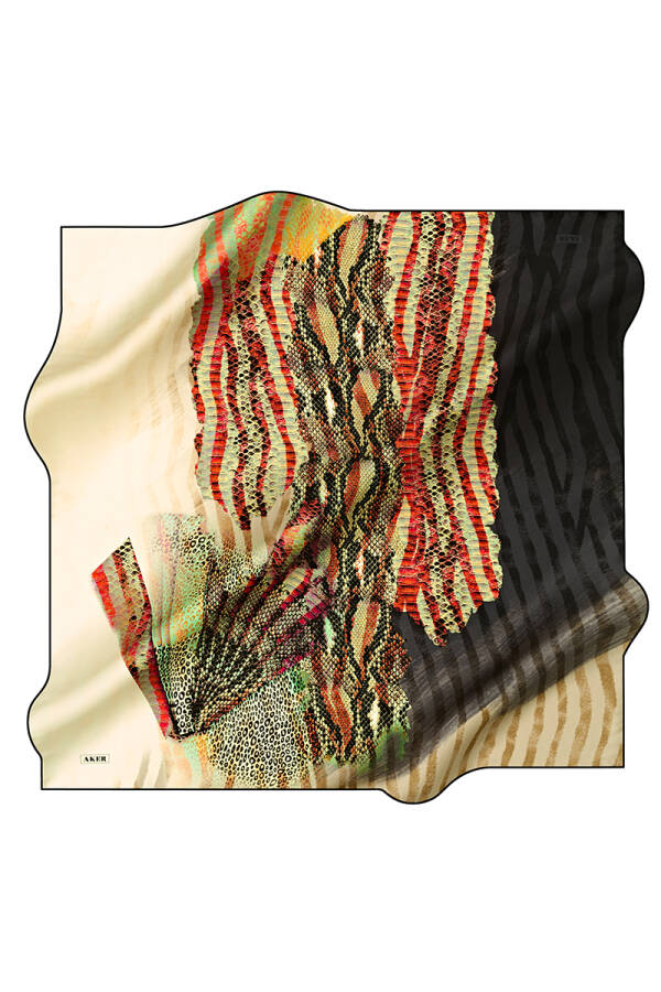 Geometrik Desenli 90X90 İpek Tivil - 1