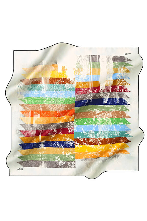 Geometrik Desenli 90X90 İpek Tivil - 1