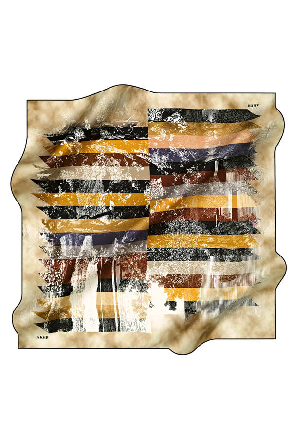 Geometrik Desenli 90X90 İpek Tivil - Aker
