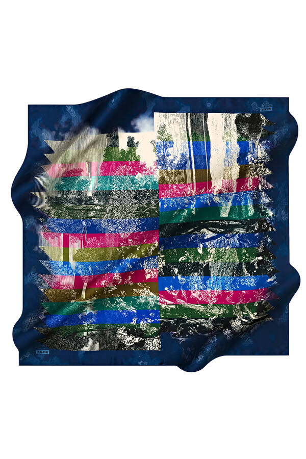 Geometrik Desenli 90X90 İpek Tivil - 1