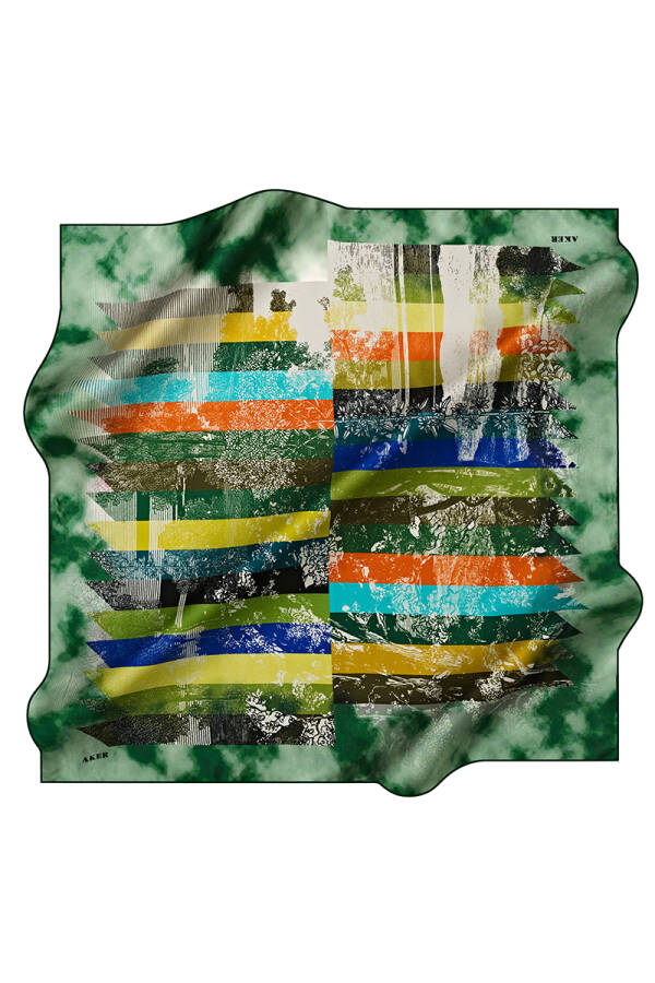 Geometrik Desenli 90X90 İpek Tivil - 1