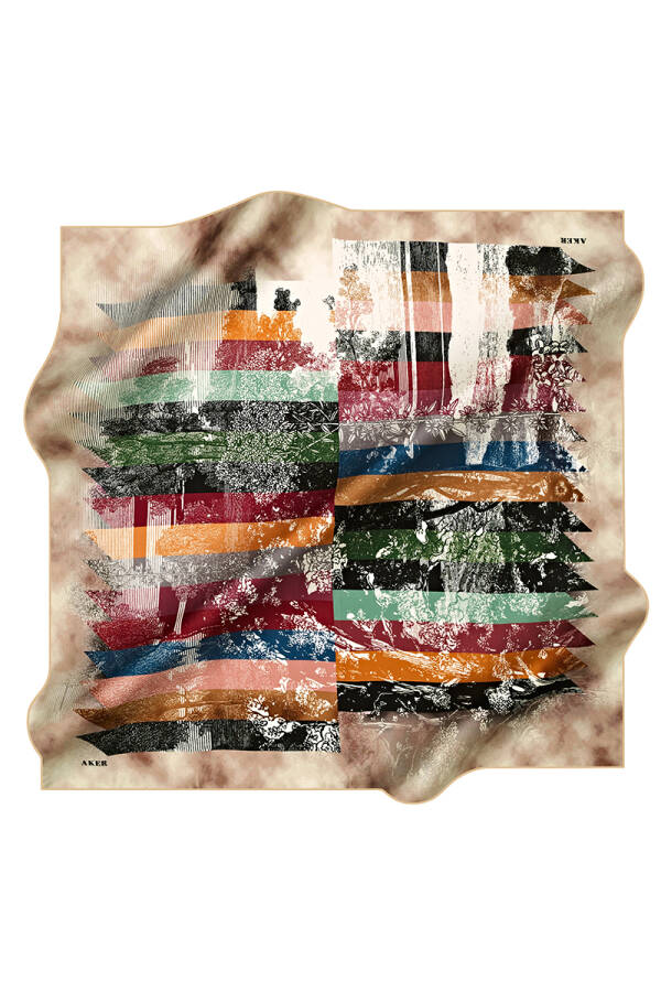 Geometrik Desenli 90X90 İpek Tivil - 1