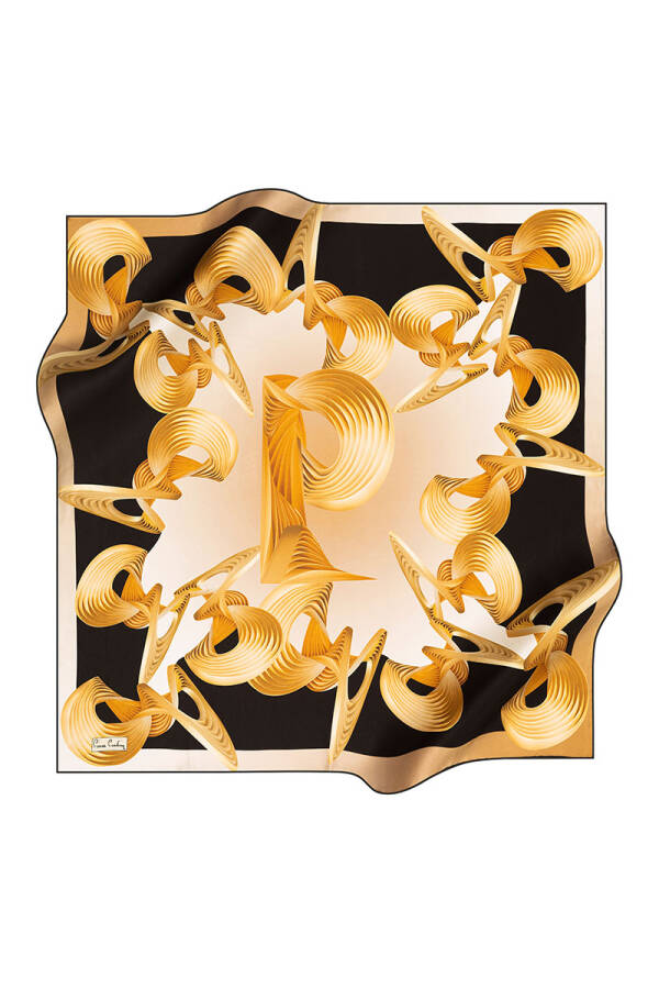 Geometrik Desenli 90X90 Pierre Cardin Krep Saten Eşarp - 1