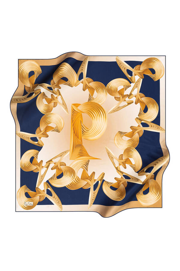 Geometrik Desenli 90X90 Pierre Cardin Krep Saten Eşarp - 1