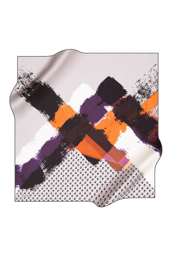 Renkli 90X90 Pierre Cardin Krep Saten Eşarp - 1