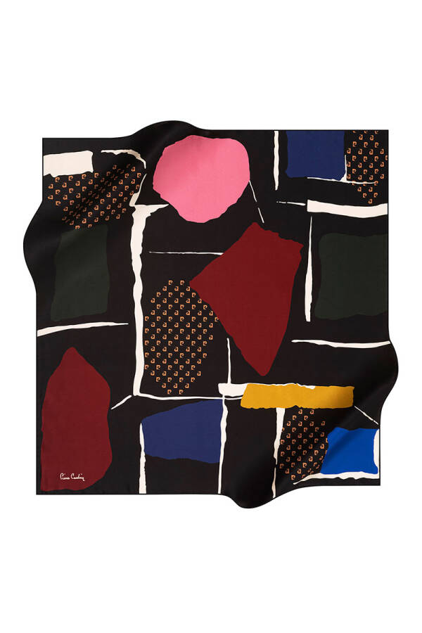 Renkli 90X90 Pierre Cardin Krep Saten Eşarp - 1