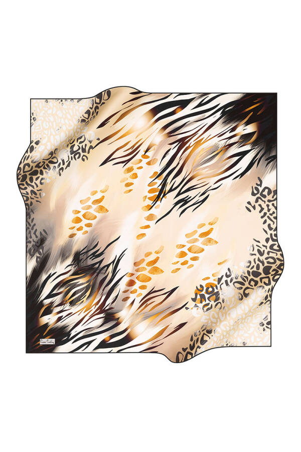 Renkli 90X90 Pierre Cardin Krep Saten Eşarp - 1