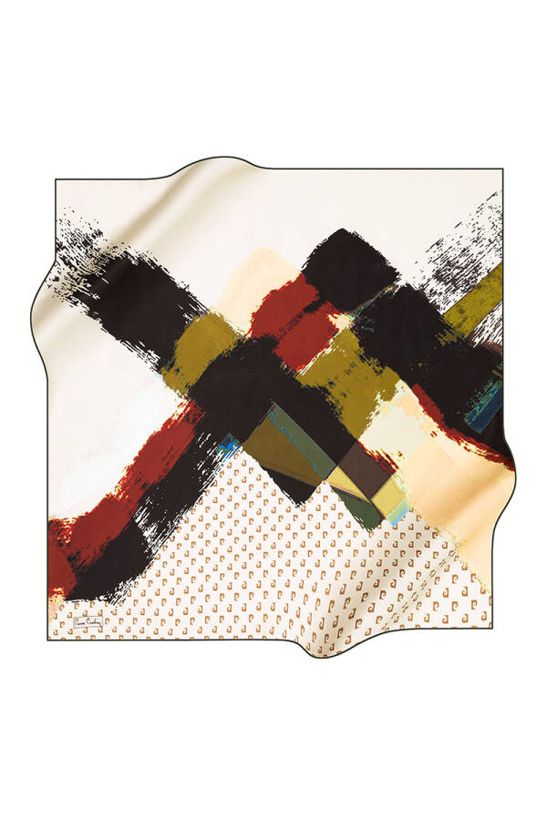 Renkli 90X90 Pierre Cardin Krep Saten Eşarp - 1