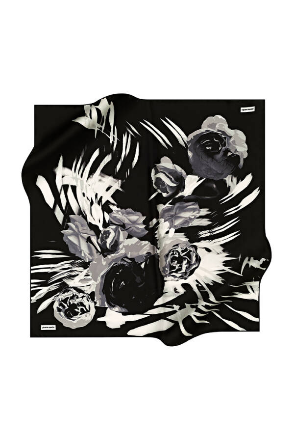 Çiçek Desenli 90X90 Pierre Cardin Krep Saten Eşarp - 1