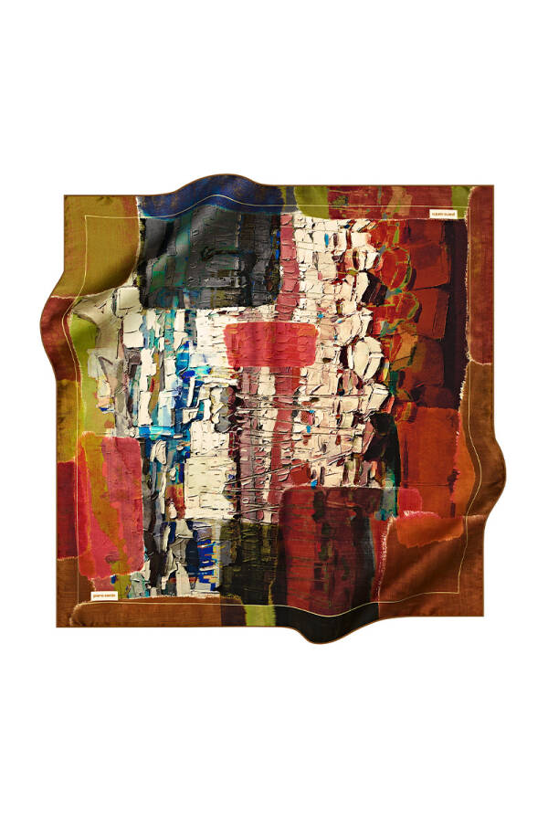 Renkli 90X90 Pierre Cardin Krep Saten Eşarp - 1