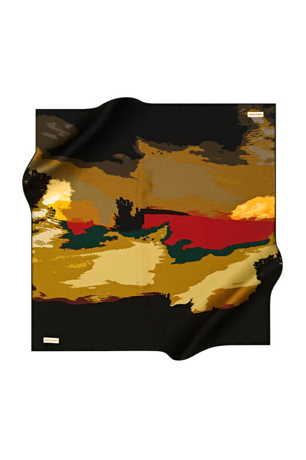 Fırça Desenli 90X90 Pierre Cardin Krep Saten Eşarp - 1