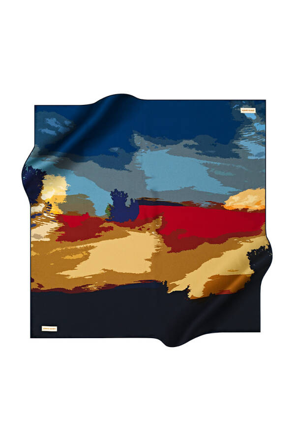 Fırça Desenli 90X90 Pierre Cardin Krep Saten Eşarp - 1