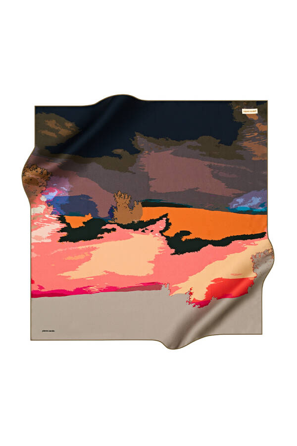 Fırça Desenli 90X90 Pierre Cardin Krep Saten Eşarp - 1
